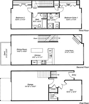 Floor plan for 2 beds, 2 baths, 1390 sqft